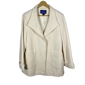 Mackintosh New England Cream‎ Wool Blend Pea Coat Womens Large